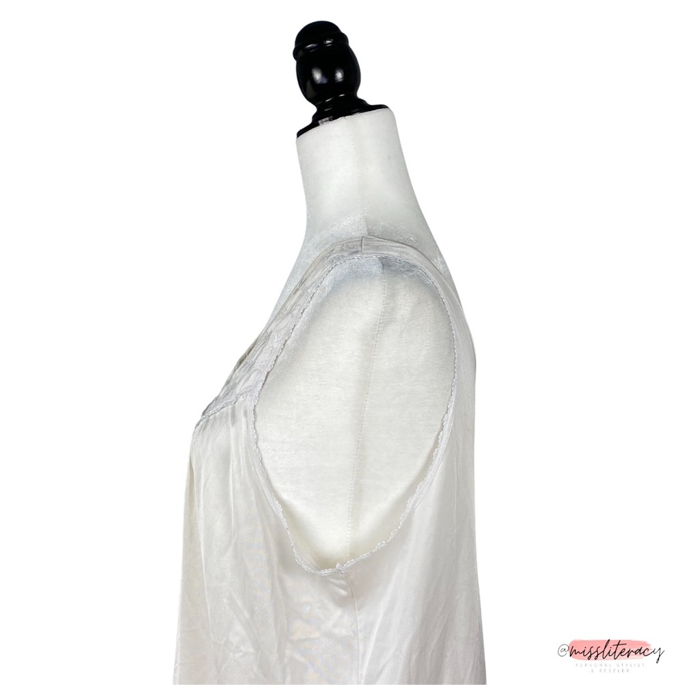 Vintage French Maid Silky Satin Chemise Slip Night Dress in Champagne Cream XXL - Picture 3 of 14